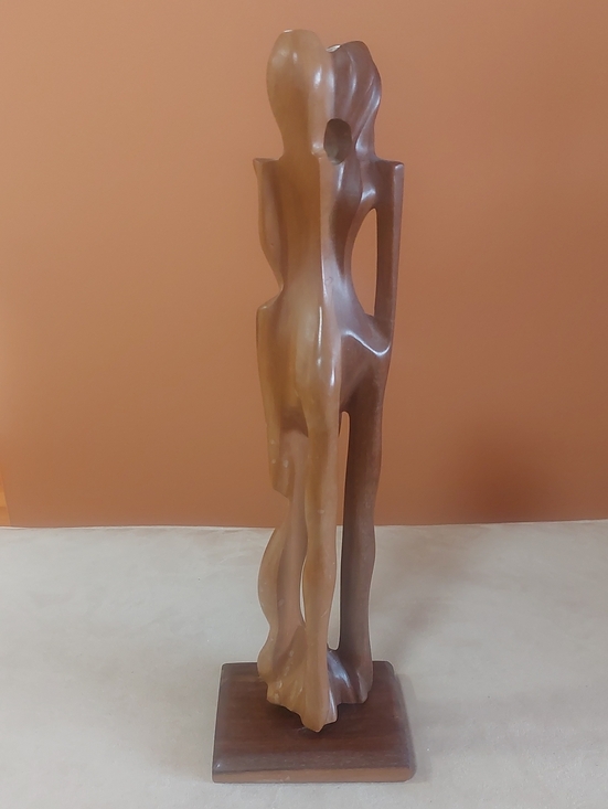 Other - Handcrafted Brown Wooden Abstract Couple Sculpture - Home Art